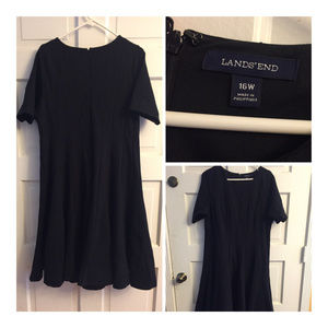 Lands End Ponte Knit Black Dress
